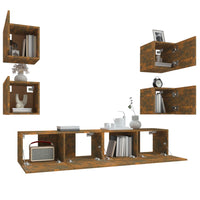 Thumbnail for 6-tlg. TV-Schrank-Set Räuchereiche Holzwerkstoff