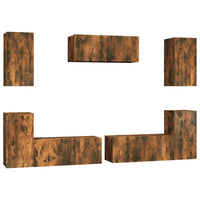 Thumbnail for 7-tlg. TV-Schrank-Set Räuchereiche Holzwerkstoff