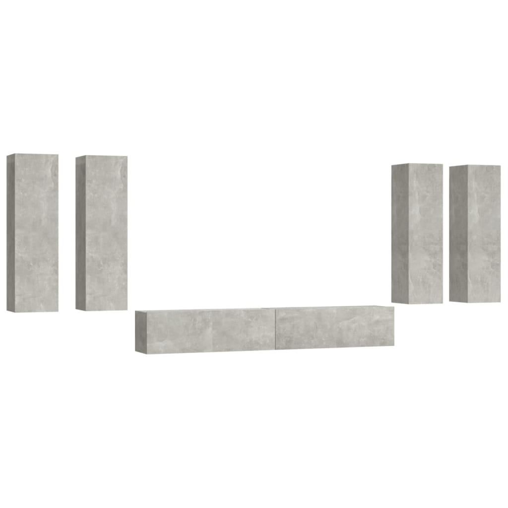 6-tlg. TV-Schrank-Set Betongrau Holzwerkstoff