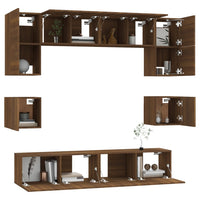 Thumbnail for 8-tlg. TV-Schrank-Set Braun Eichen-Optik Holzwerkstoff