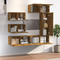 Thumbnail for 6-tlg. TV-Schrank-Set Räuchereiche Holzwerkstoff