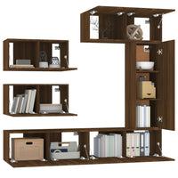 Thumbnail for 6-tlg. TV-Schrank-Set Braun Eichen-Optik Holzwerkstoff