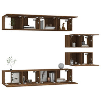 Thumbnail for 6-tlg. TV-Schrank-Set Braun Eichen-Optik Holzwerkstoff