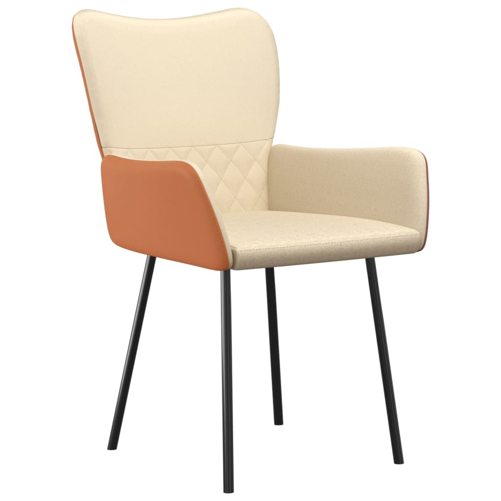 Esszimmerstühle 2 Stk. Creme Stoff und Kunstleder