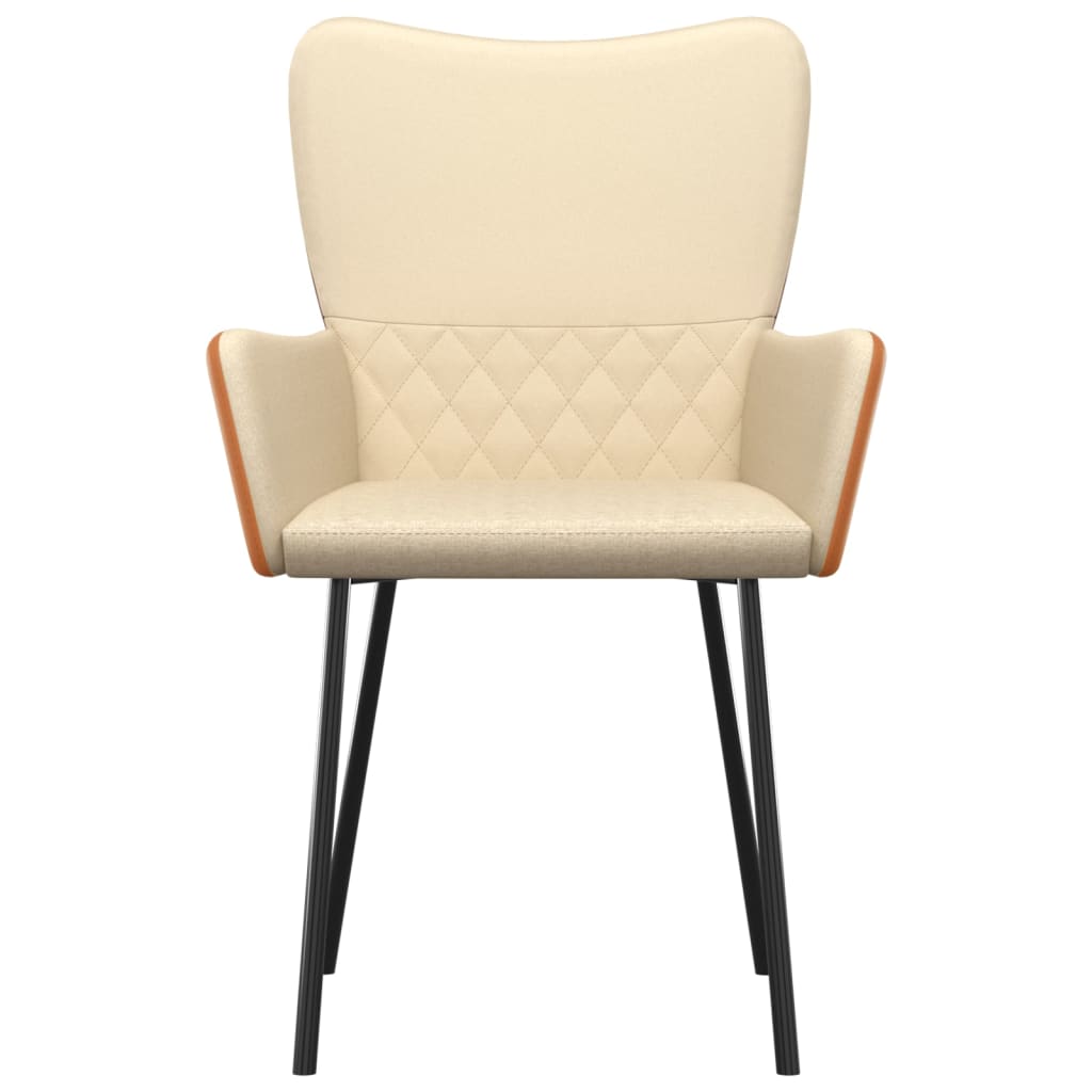 Esszimmerstühle 2 Stk. Creme Stoff und Kunstleder