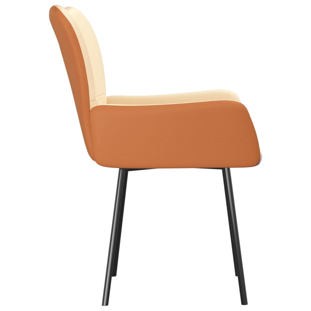 Esszimmerstühle 2 Stk. Creme Stoff und Kunstleder