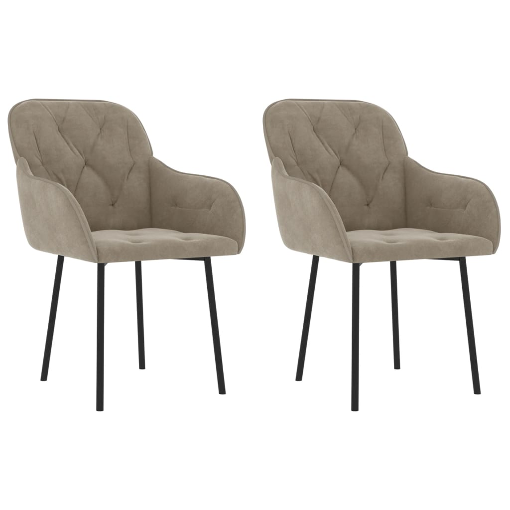 Esszimmerstühle 2 Stk. Hellgrau Samt
