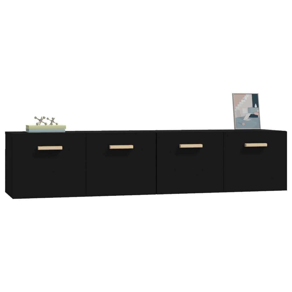 Wandschränke 2 Stk. Schwarz 80x35x36,5 cm Holzwerkstoff