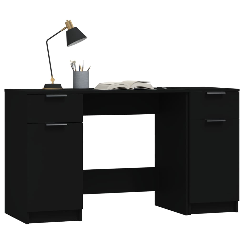 Schreibtisch mit Beistellschrank Schwarz Holzwerkstoff