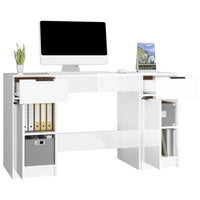 Thumbnail for Schreibtisch mit Beistellschrank Hochglanz-Weiß Holzwerkstoff