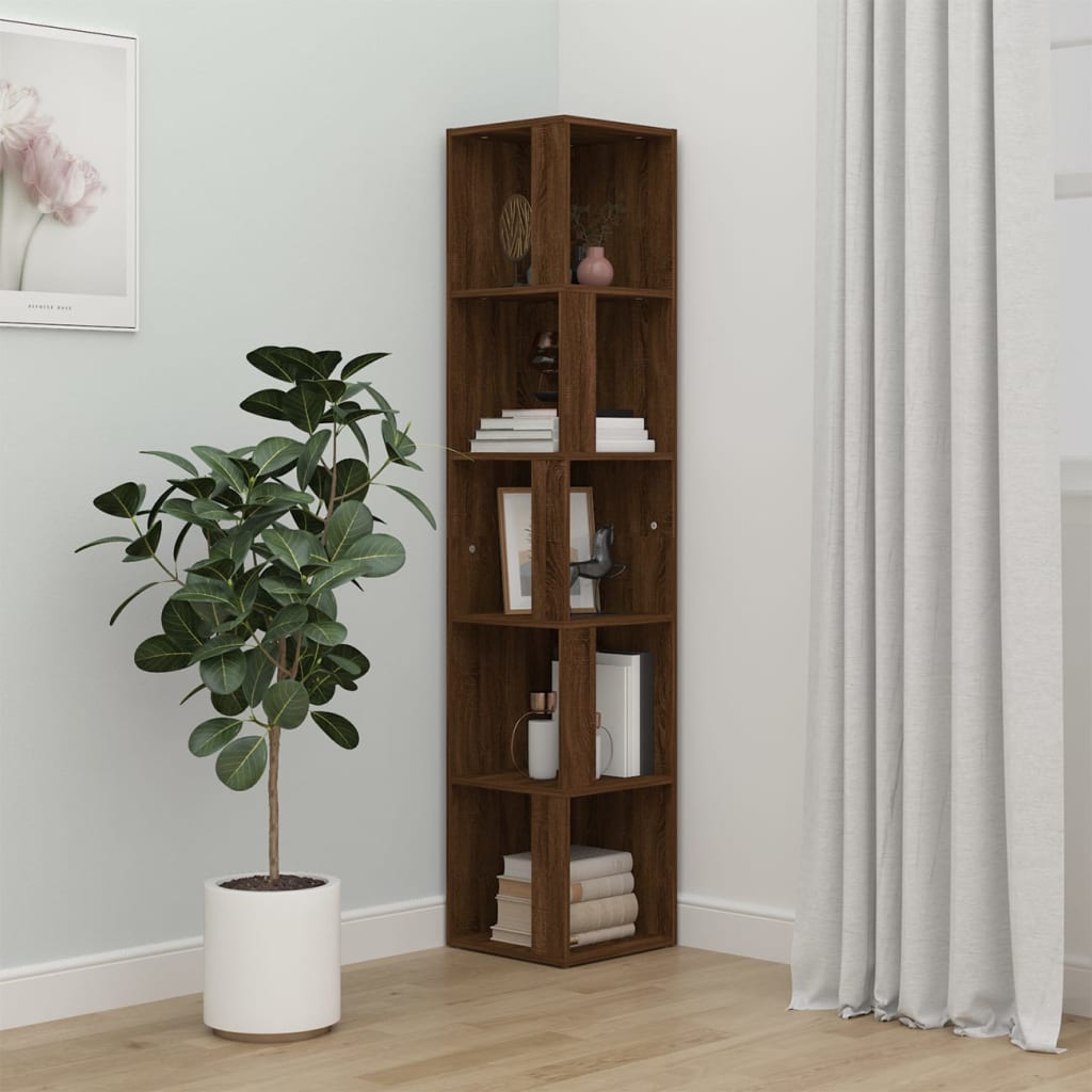 Eckregal Braun Eichen-Optik 33x33x164,5 cm Holzwerkstoff