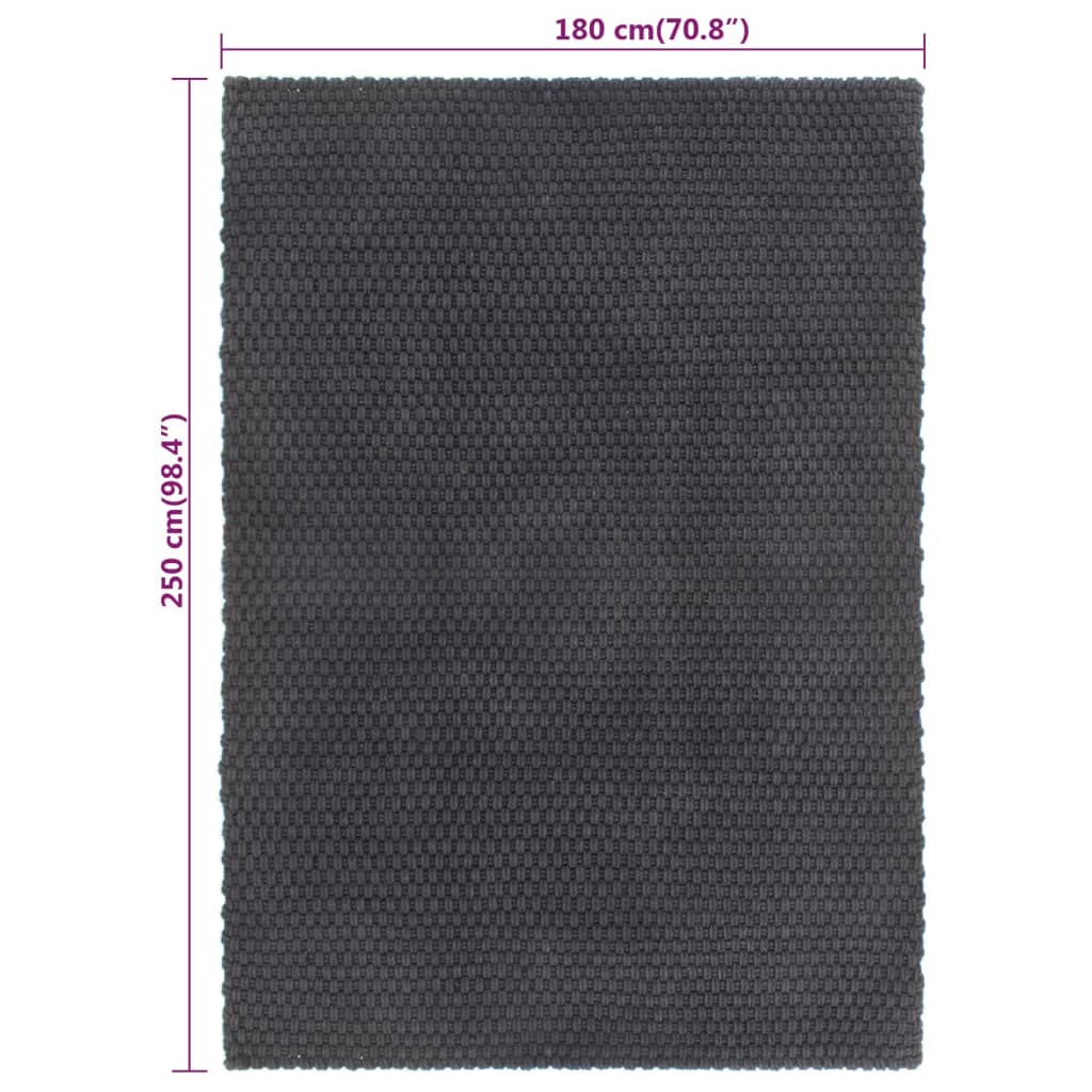 Teppich Rechteckig Anthrazit 180x250 cm Baumwolle