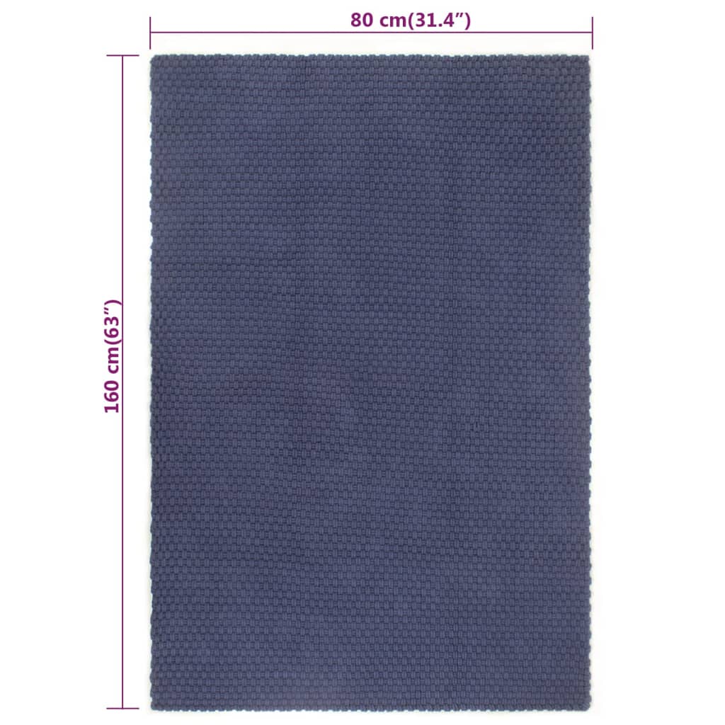 Teppich Rechteckig Marineblau 80x160 cm Baumwolle