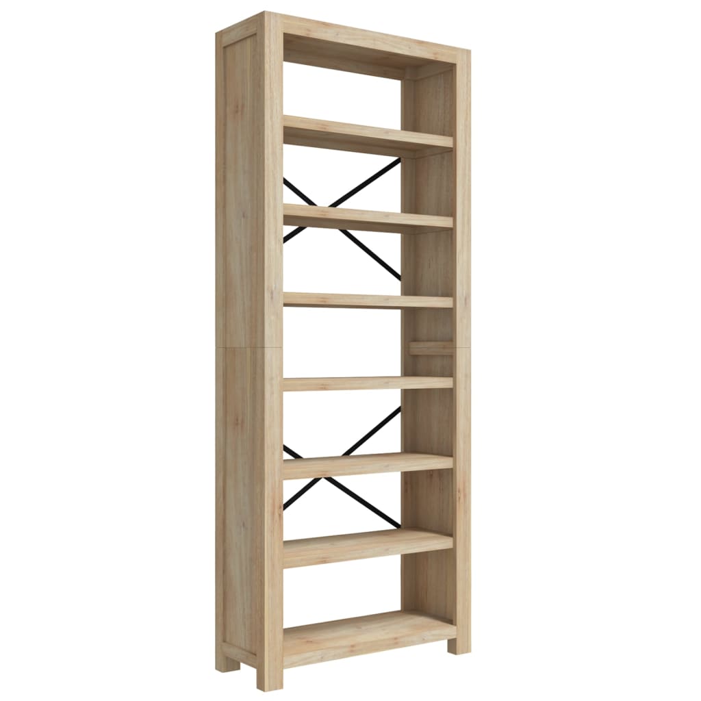 Bücherregal 7 Fächer 80x30x200 cm Massivholz Akazie