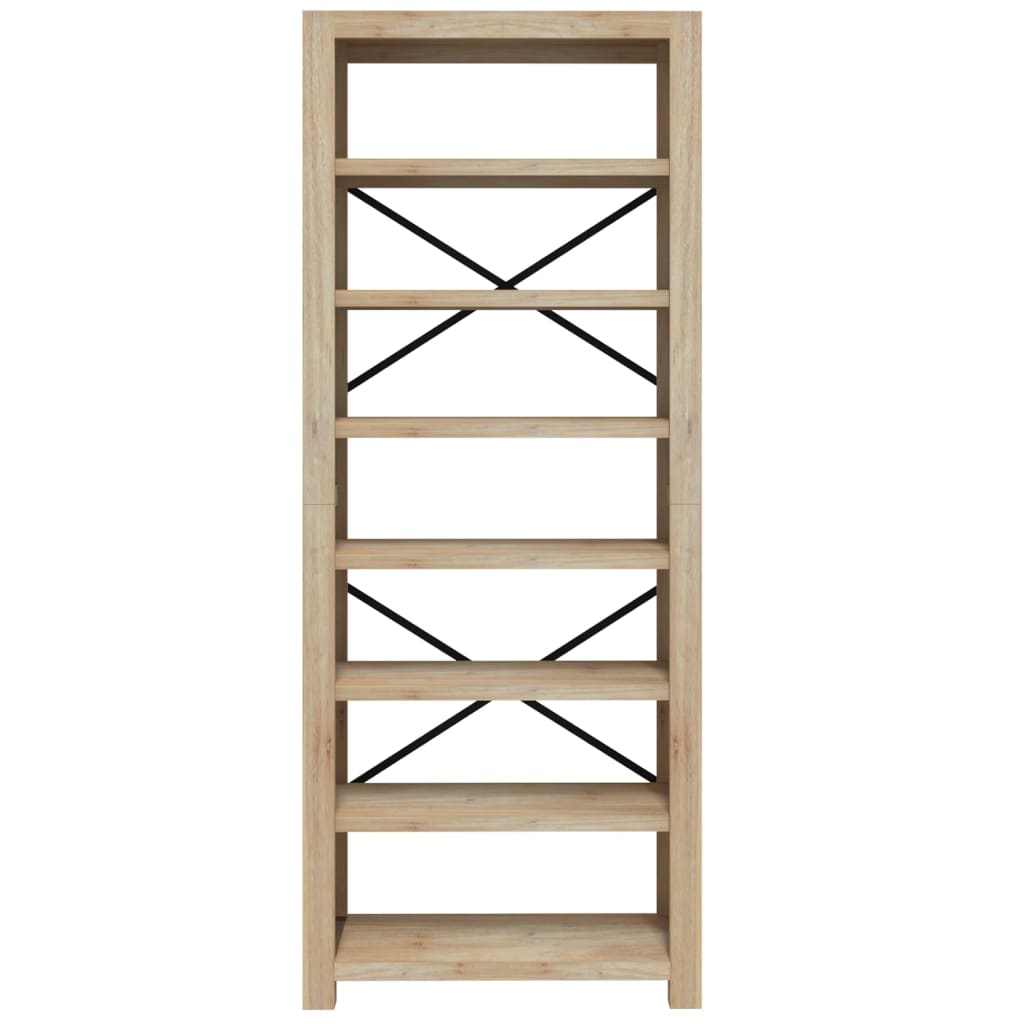 Bücherregal 7 Fächer 80x30x200 cm Massivholz Akazie