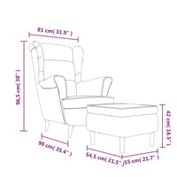 Thumbnail for Ohrensessel mit Hocker Hellgrau Samt