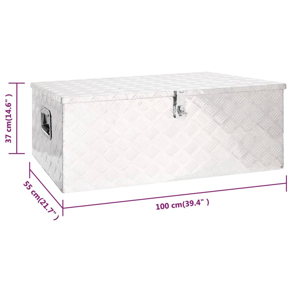 Aufbewahrungsbox Silbern 100x55x37 cm Aluminium