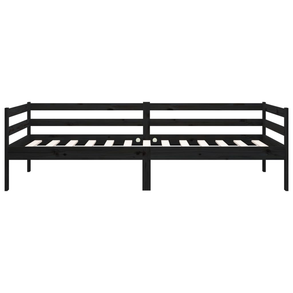 Tagesbett Schwarz 90x190 cm Massivholz Kiefer