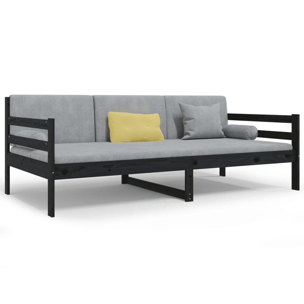 Tagesbett Schwarz 80x200 cm Massivholz Kiefer