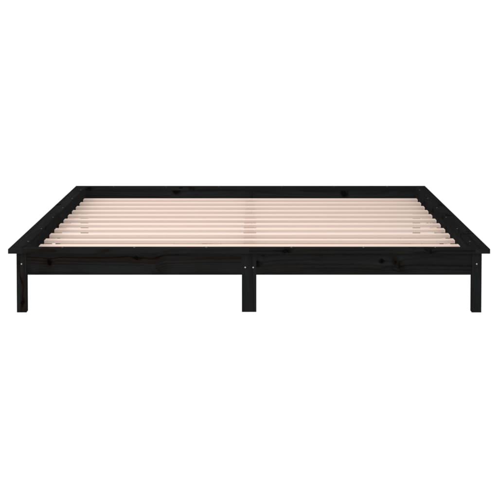 Massivholzbett mit LEDs Schwarz 180x200 cm 6FT Super King
