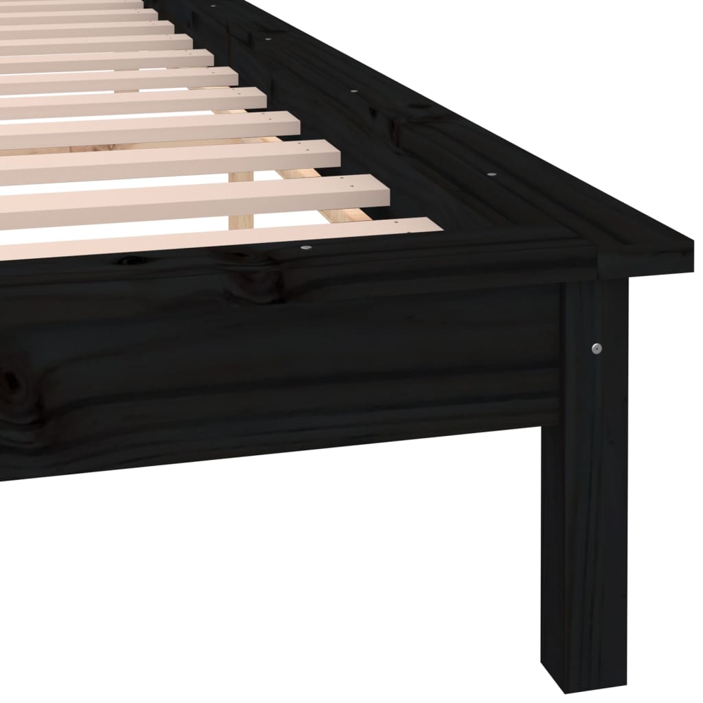 Massivholzbett mit LEDs Schwarz 180x200 cm 6FT Super King