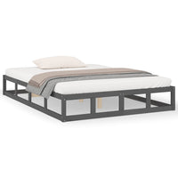Thumbnail for Massivholzbett Grau 150x200 cm 5FT King Size
