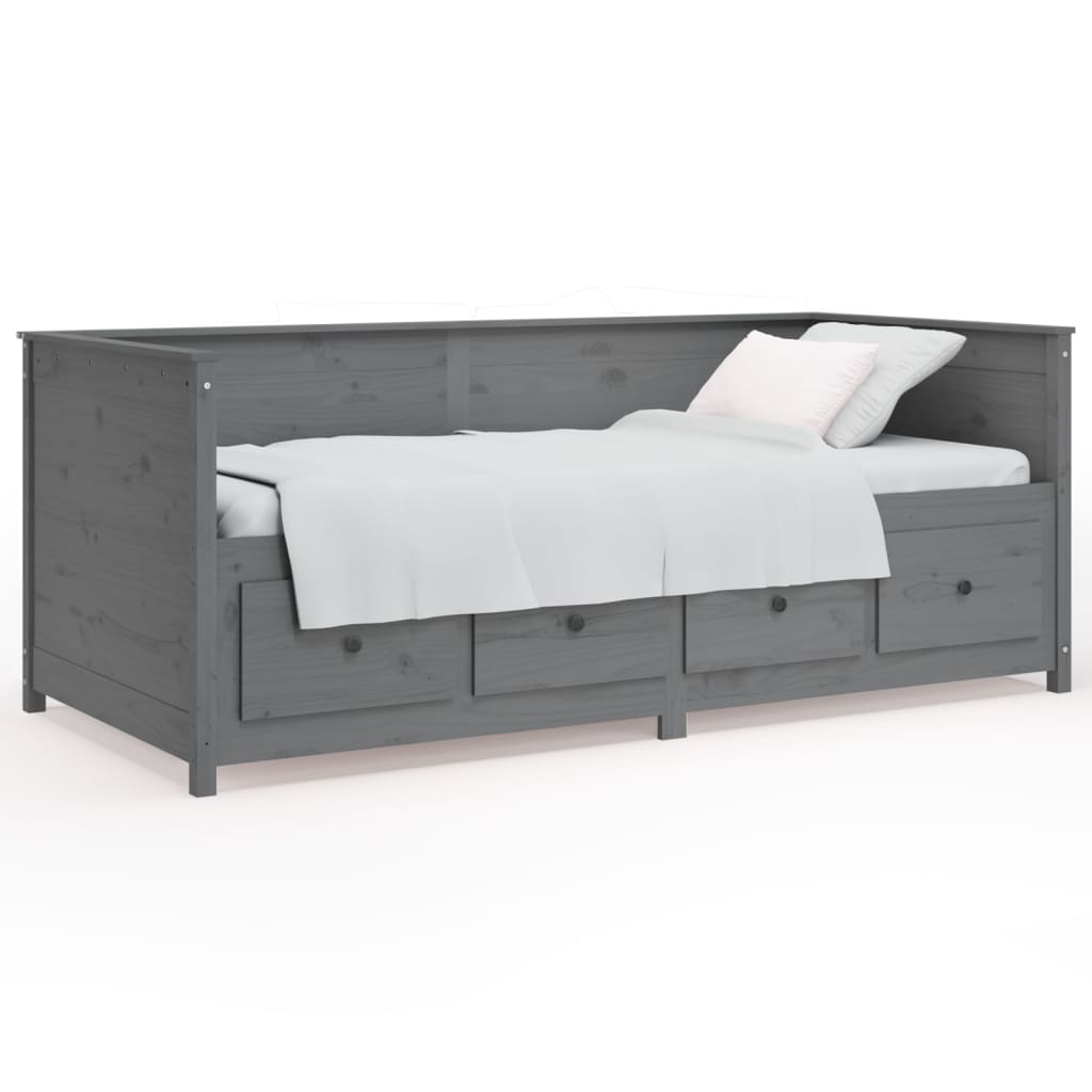 Tagesbett Grau 100x200 cm Massivholz Kiefer