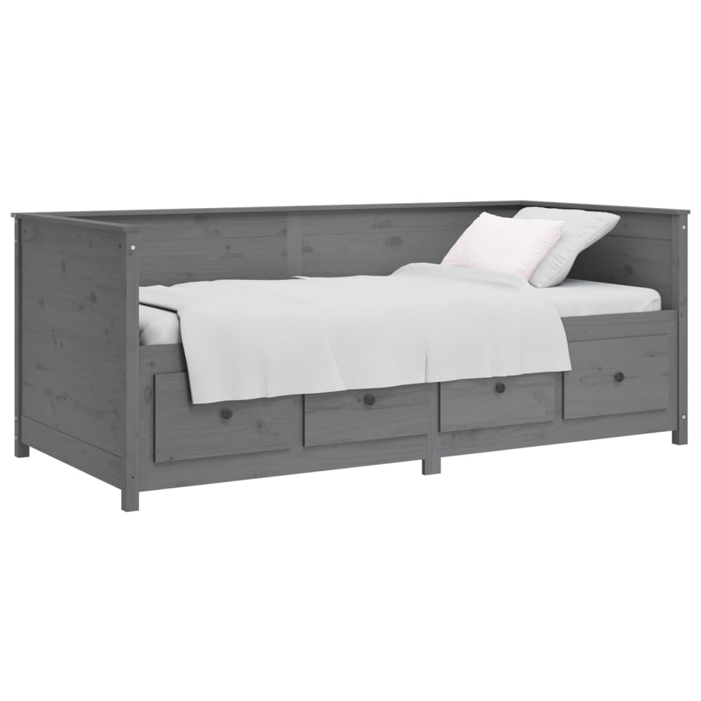 Tagesbett Grau 100x200 cm Massivholz Kiefer