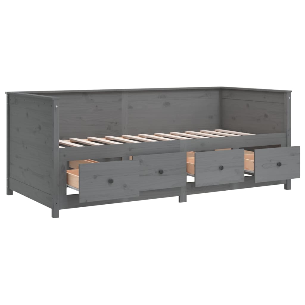 Tagesbett Grau 100x200 cm Massivholz Kiefer