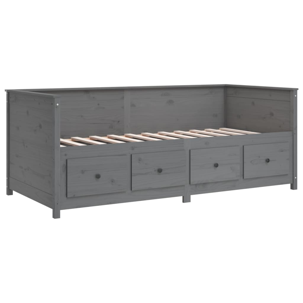 Tagesbett Grau 100x200 cm Massivholz Kiefer