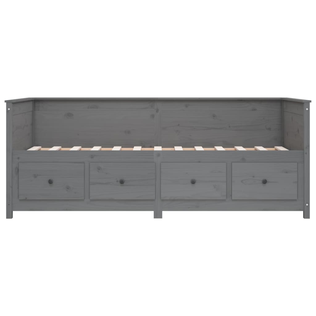 Tagesbett Grau 100x200 cm Massivholz Kiefer