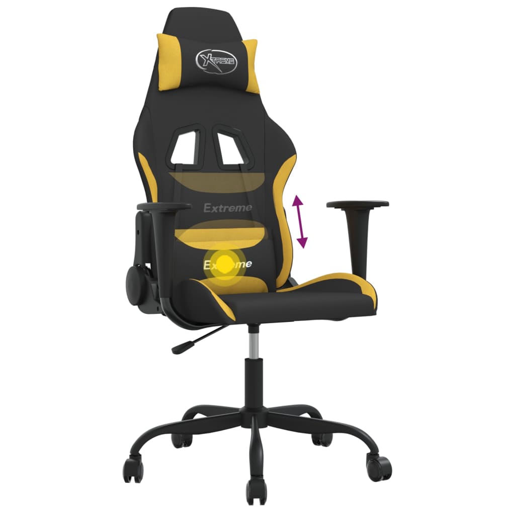 Gaming-Stuhl Drehbar Schwarz und Hellgelb Stoff