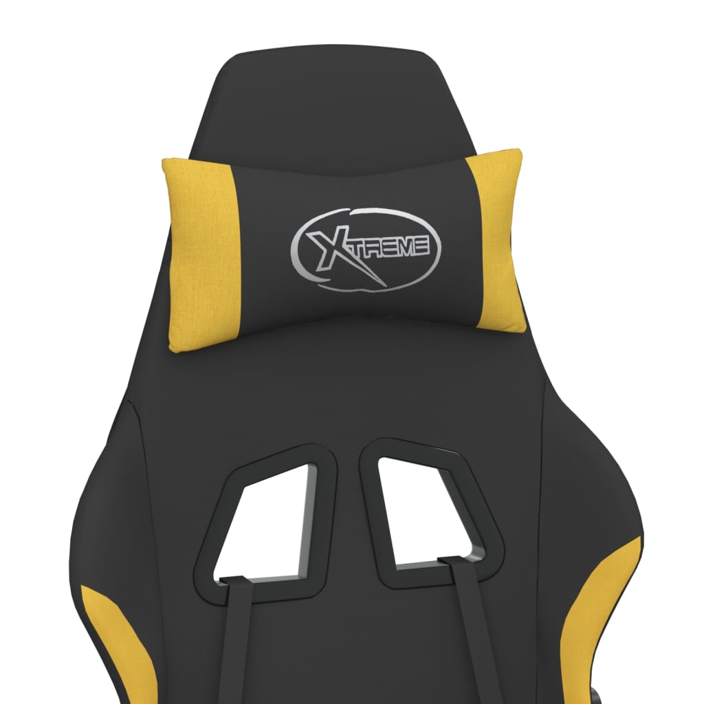 Gaming-Stuhl Drehbar Schwarz und Hellgelb Stoff