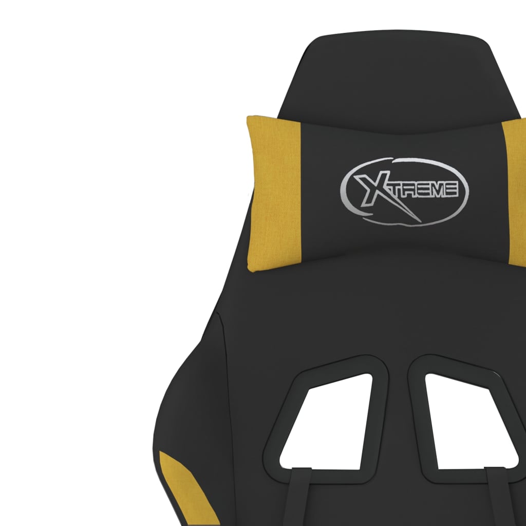 Gaming-Stuhl Drehbar Schwarz und Hellgelb Stoff