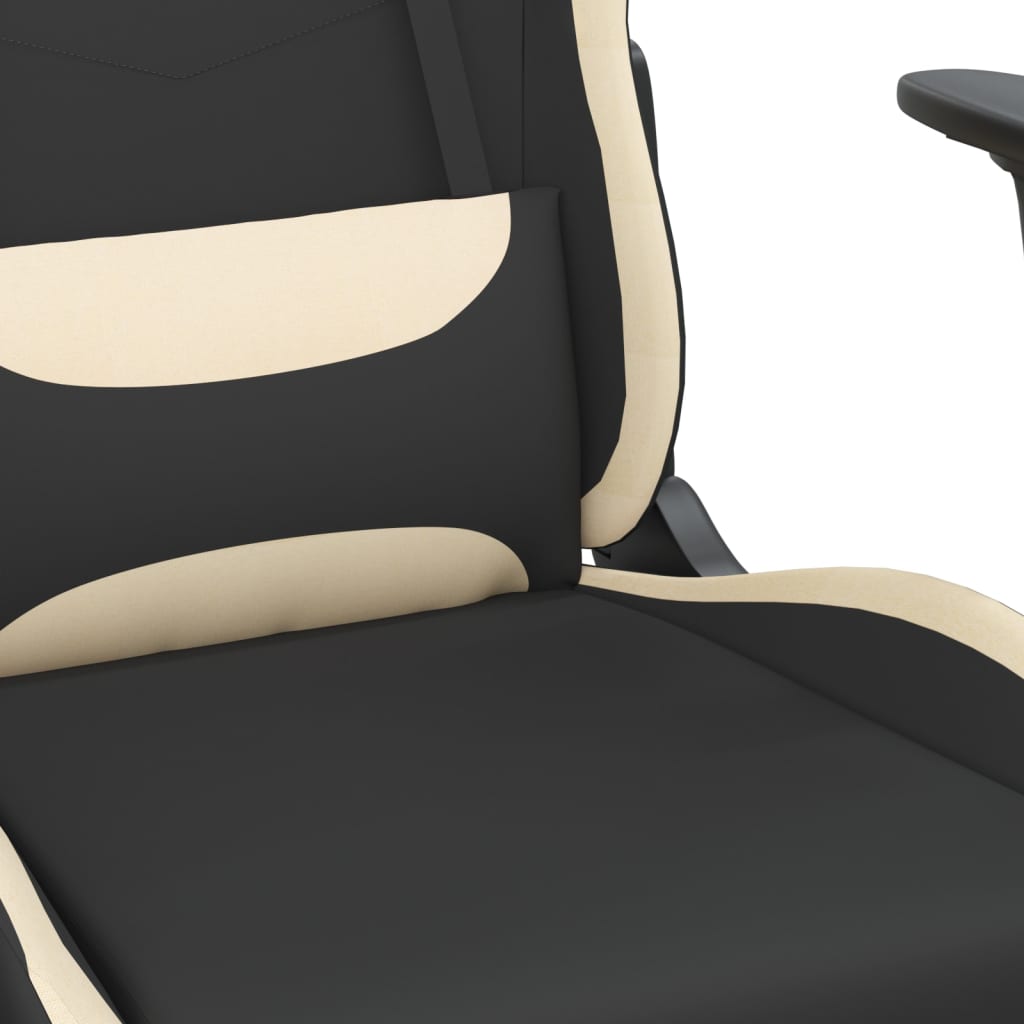 Gaming-Stuhl mit Massagefunktion Schwarz und Creme Stoff