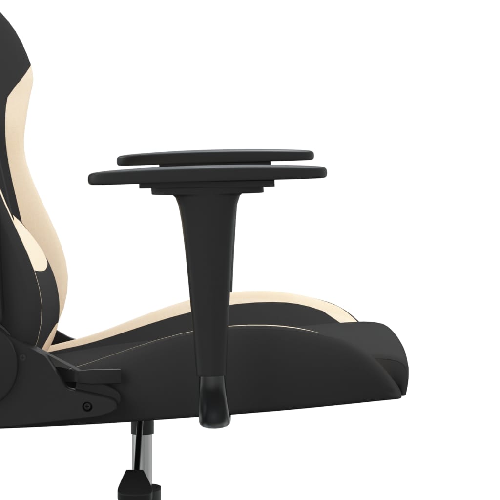 Gaming-Stuhl mit Massagefunktion Schwarz und Creme Stoff