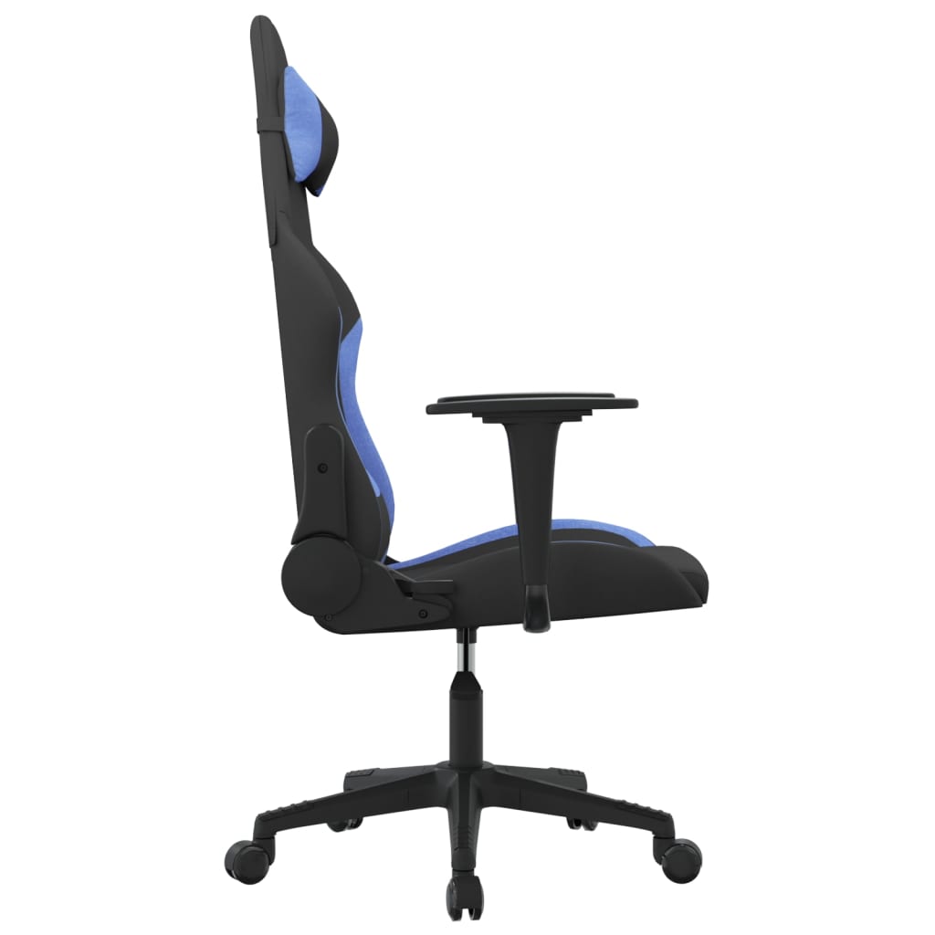 Gaming-Stuhl mit Massagefunktion Schwarz und Blau Stoff