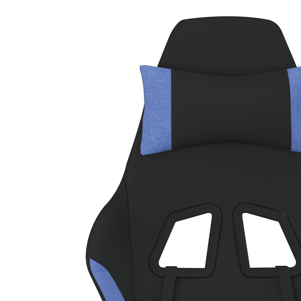 Gaming-Stuhl mit Fußstütze Drehbar Schwarz und Blau Stoff
