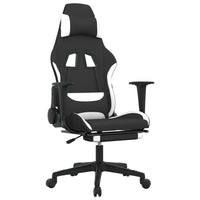 Thumbnail for Gaming-Stuhl mit Massage & Fußstütze Schwarz und Weiß Stoff