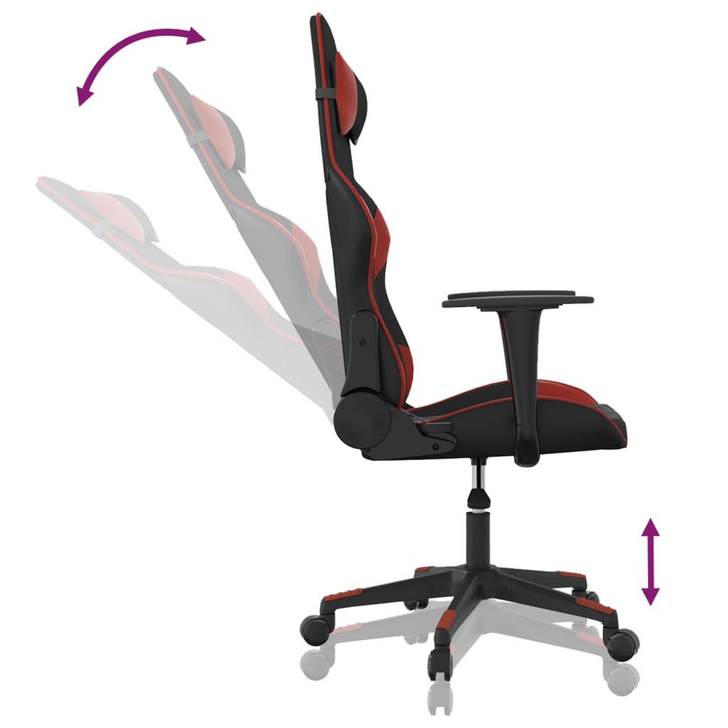 Gaming-Stuhl mit Massagefunktion Schwarz und Weinrot Kunstleder