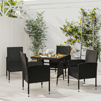 Thumbnail for 5-tlg. Garten-Essgruppe Poly Rattan Schwarz