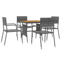 Thumbnail for 5-tlg. Garten-Essgruppe Poly Rattan Grau