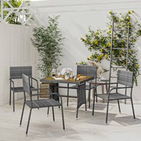 Thumbnail for 5-tlg. Garten-Essgruppe Poly Rattan Grau
