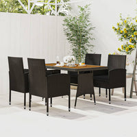 Thumbnail for 5-tlg. Garten-Essgruppe Poly Rattan Schwarz