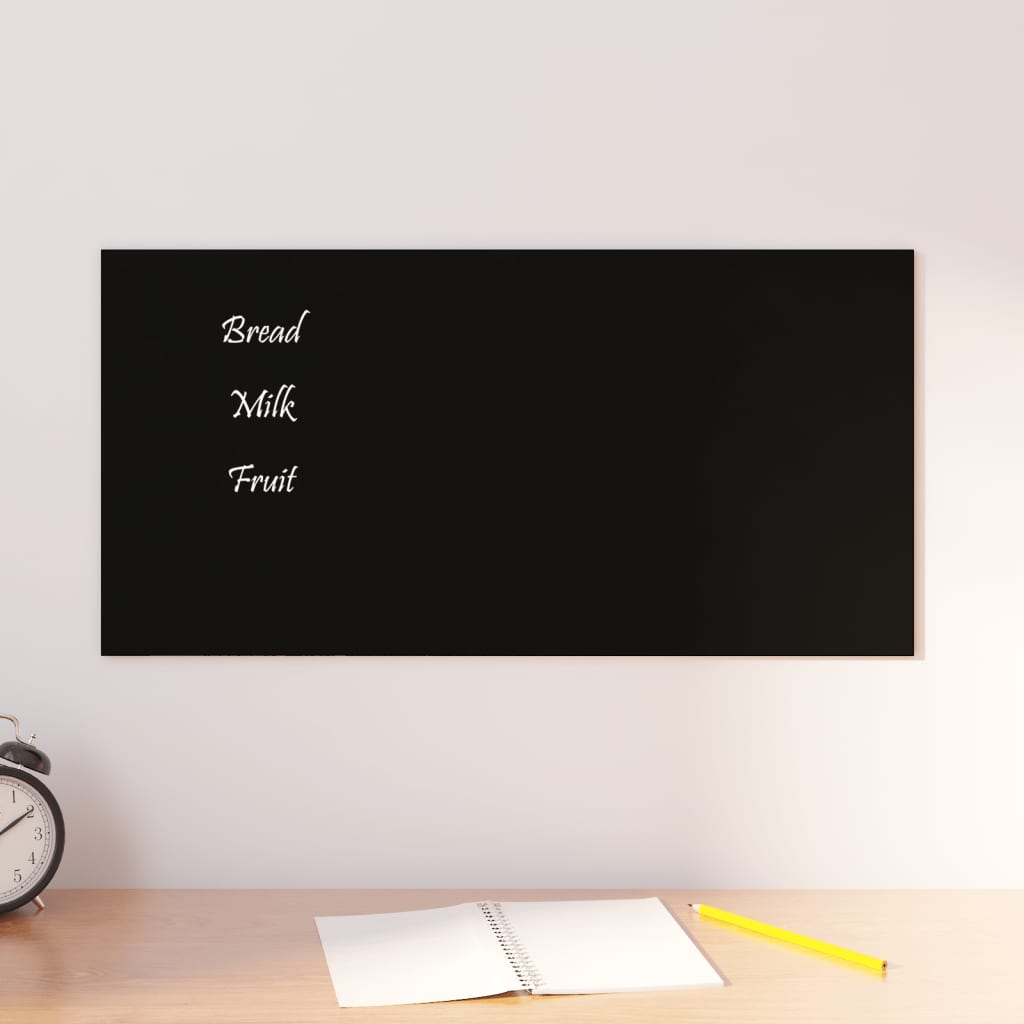 Magnettafel Wandmontage Schwarz 60x30 cm Hartglas