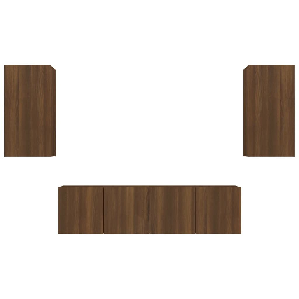 4-tlg. TV-Schrank-Set Braun Eichen-Optik Holzwerkstoff