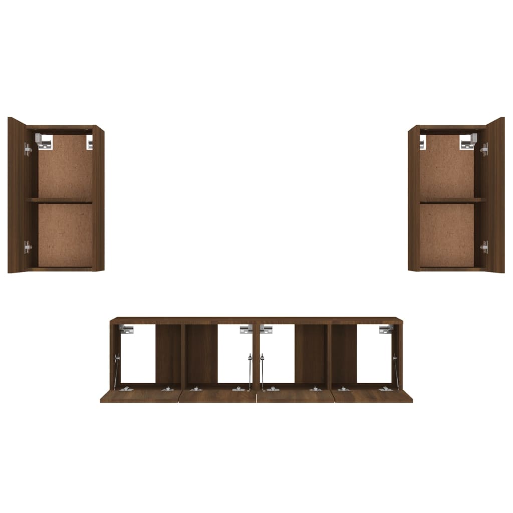 4-tlg. TV-Schrank-Set Braun Eichen-Optik Holzwerkstoff