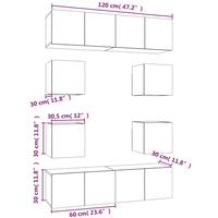 Thumbnail for 8-tlg. TV-Schrank-Set Räuchereiche Holzwerkstoff