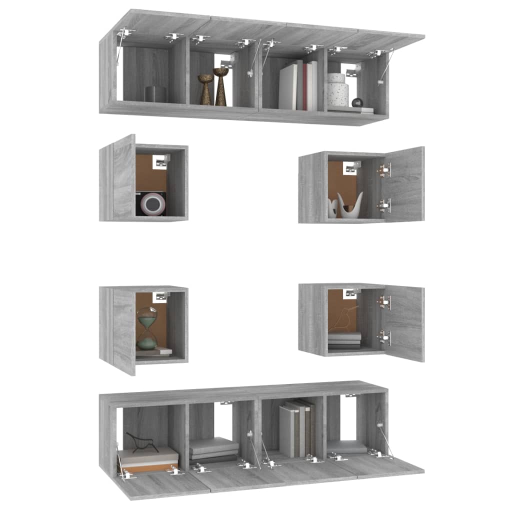 8-tlg. TV-Schrank-Set Grau Sonoma Holzwerkstoff