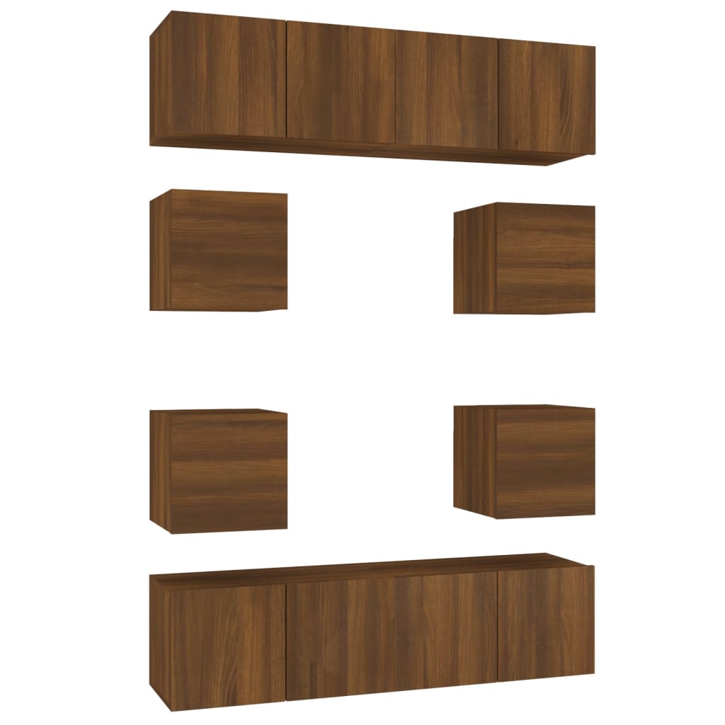 8-tlg. TV-Schrank-Set Braun Eichen-Optik Holzwerkstoff